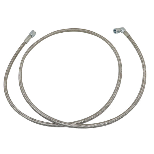 Steel Braided Turbo Oil Feed Line 60inch Length Hose -4AN 90 degree straight