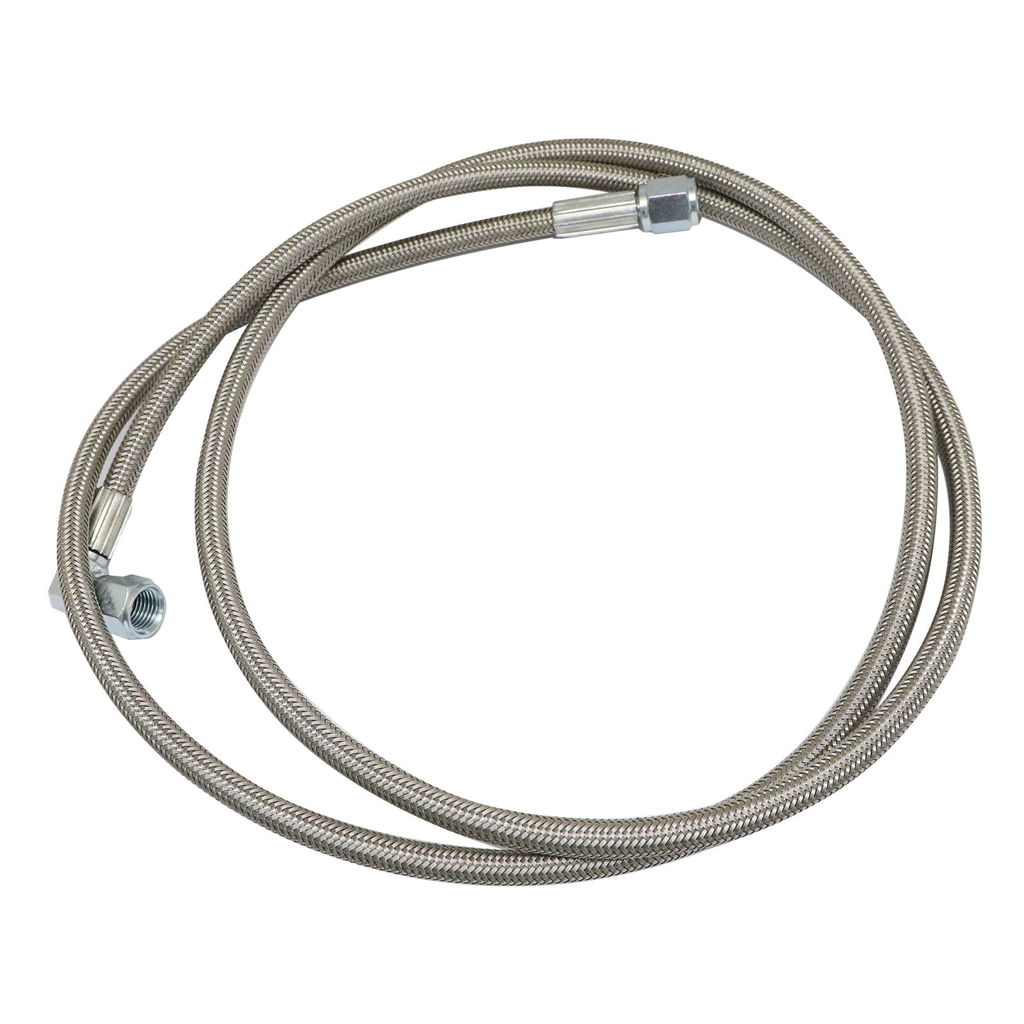 Steel Braided Turbo Oil Feed Line 60inch Length Hose -4AN 90 degree straight