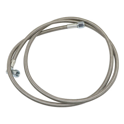 Steel Braided Turbo Oil Feed Line 60inch Length Hose -4AN 90 degree straight