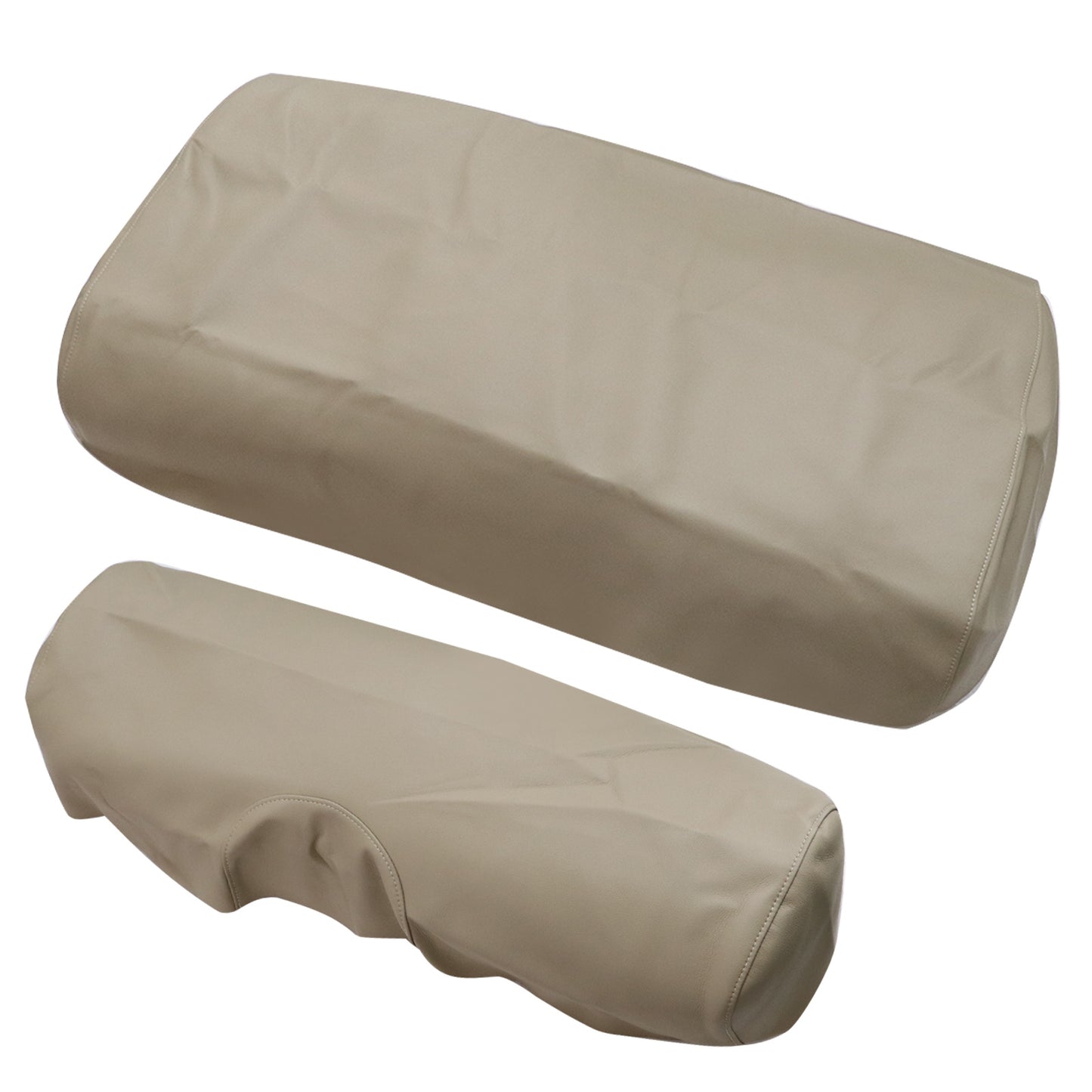 2PCS Front Leather Seat Cover Skin Beige Staple On For E-Z-Go TXT Golf Cart