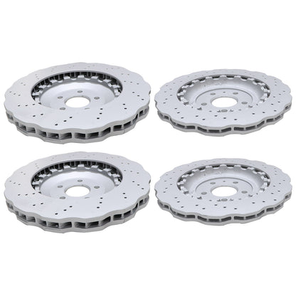 2Pairs Front & Rear Vented Drilled Dimpled Disc Brake Rotors For RS7 2014-2016