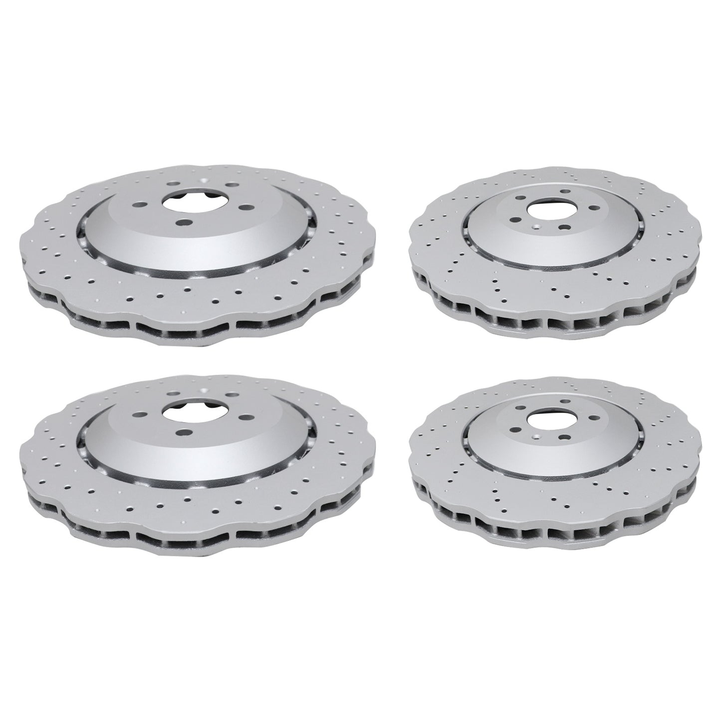 2Pairs Front & Rear Vented Drilled Dimpled Disc Brake Rotors For RS7 2014-2016