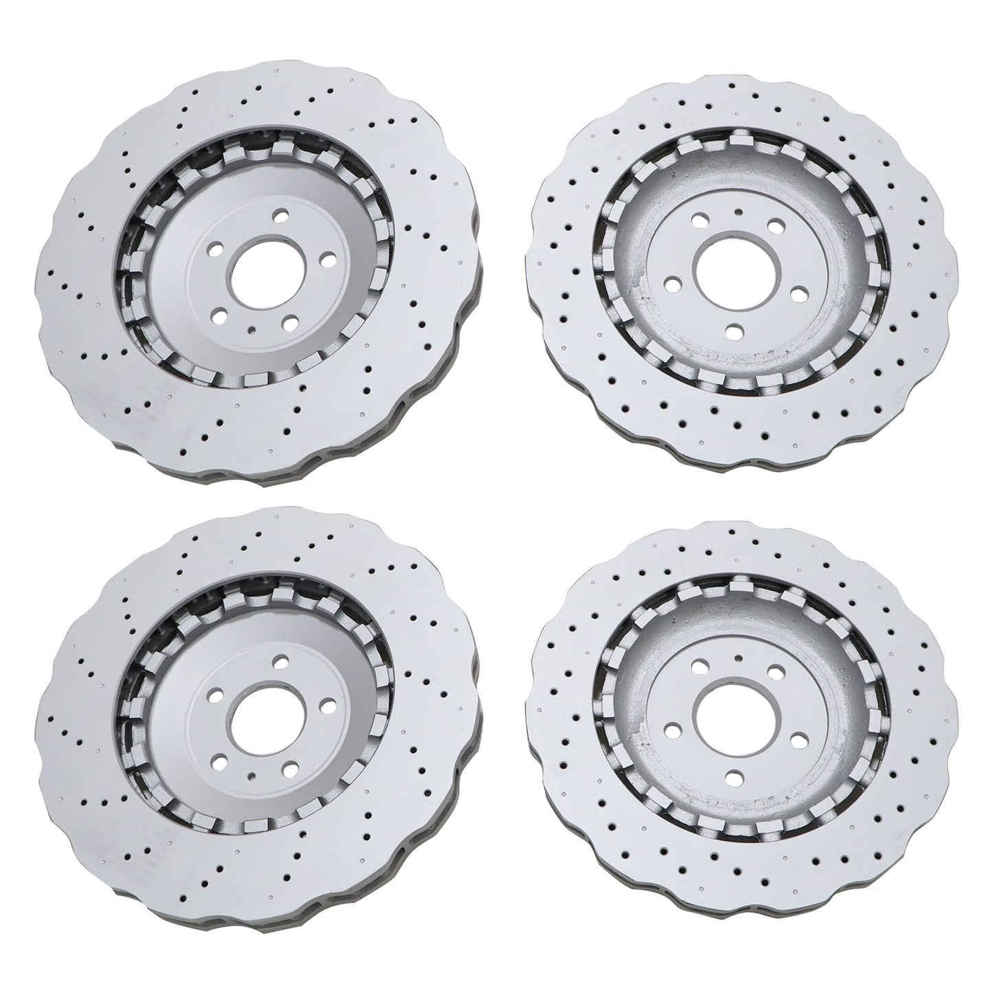 2Pairs Front & Rear Vented Drilled Dimpled Disc Brake Rotors For RS7 2014-2016