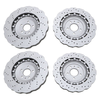 2Pairs Front & Rear Vented Drilled Dimpled Disc Brake Rotors For RS7 2014-2016