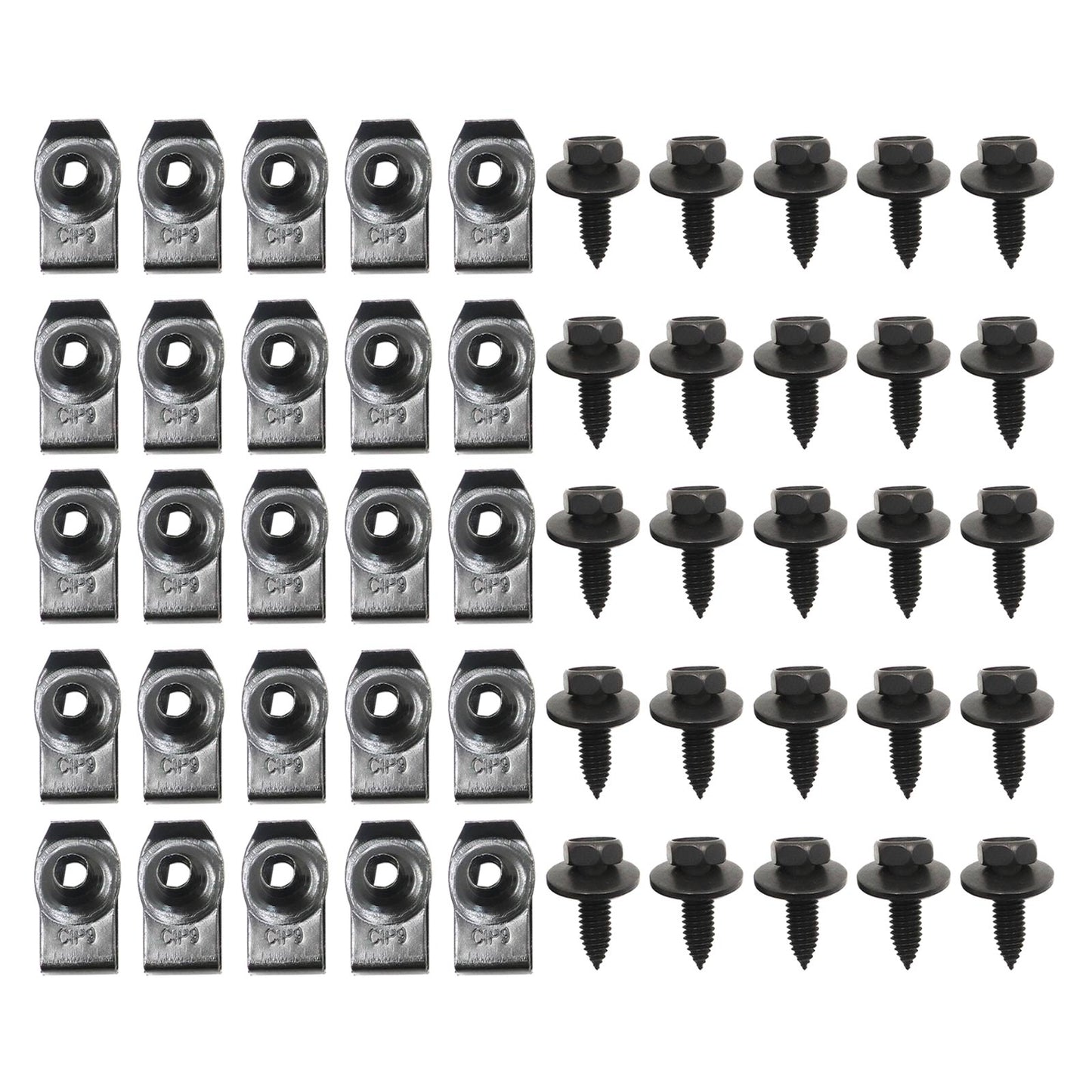 50Pcs Fender Bolts & U Nuts 5/16-18 x 7/8" x 3/4" Washer 1/2" Hex Head Kit Body