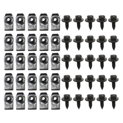 50Pcs Fender Bolts & U Nuts 5/16-18 x 7/8" x 3/4" Washer 1/2" Hex Head Kit Body