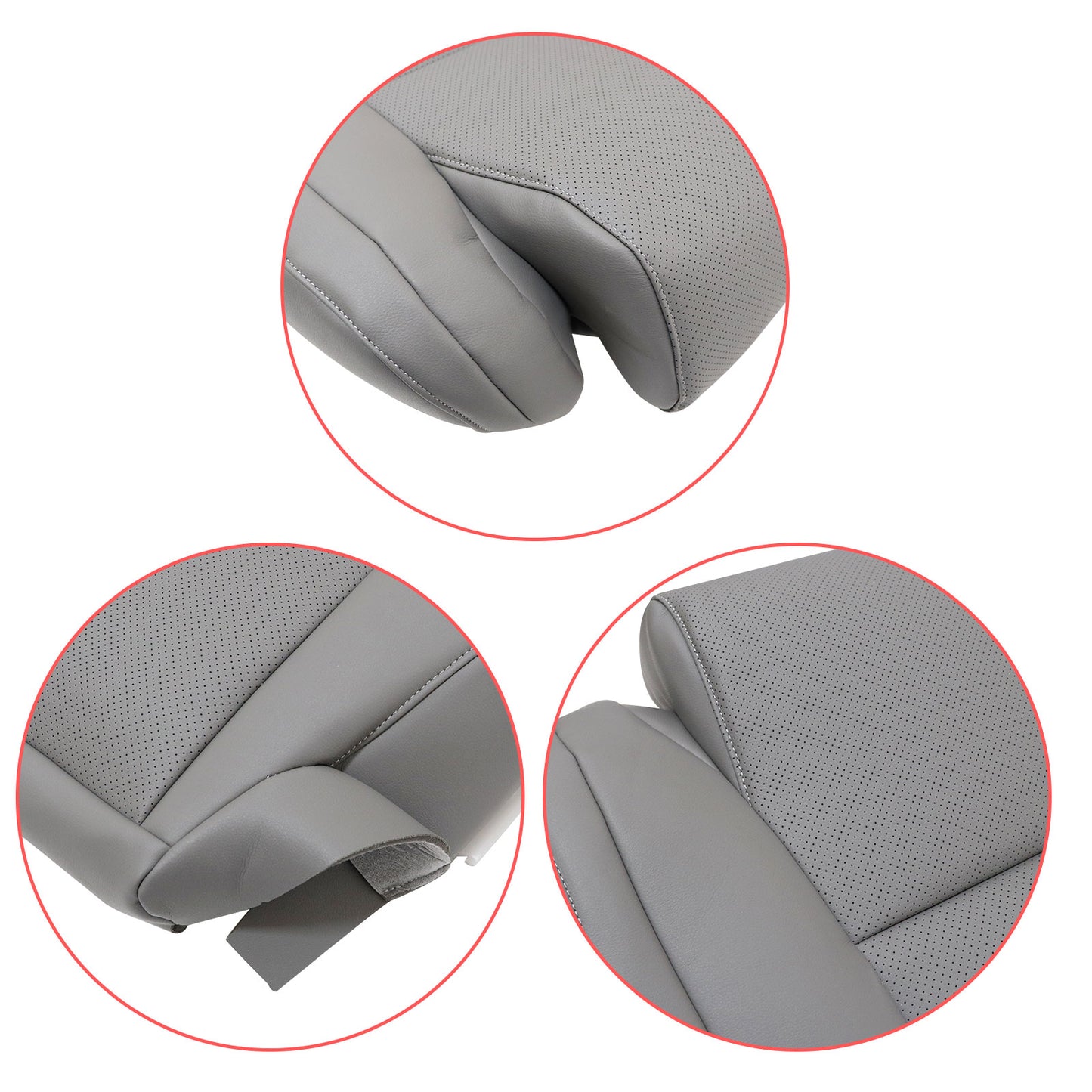 For 2007-2013 Toyota Tundra Sequoia Driver Bottom Perforated Leather Cover Gray