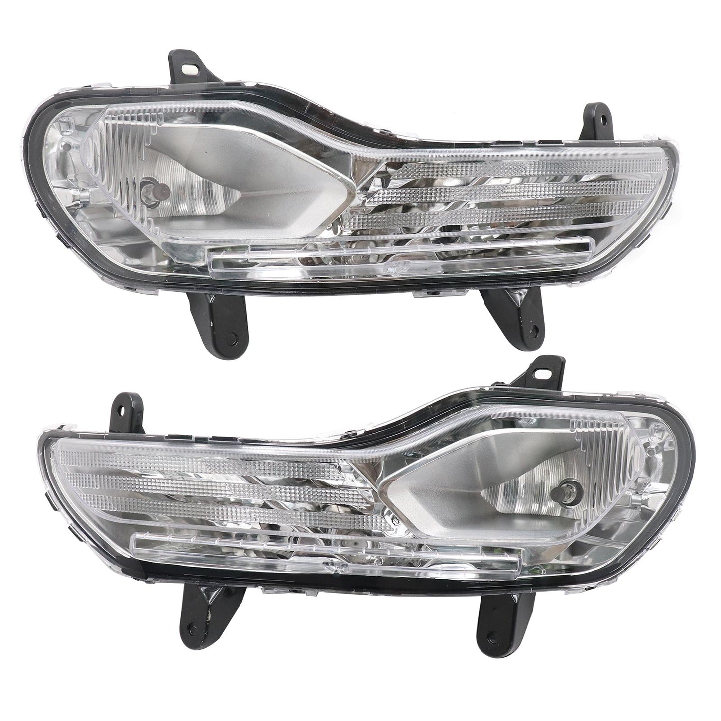 Front Bumper Grille Grill Chrome Fog Light Lamp Kit Fits For Ford Escape 2013-16