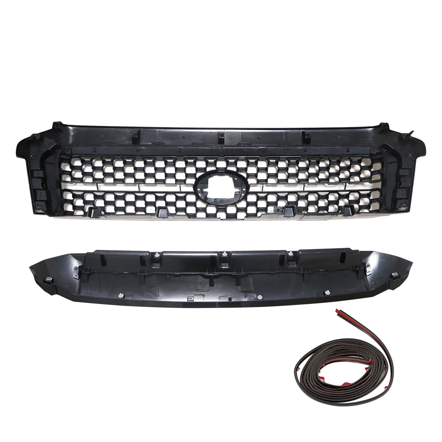 For 2014-2021 Toyota Tundra Gloss Black Front Grille & Hood Bulge Molding Grill