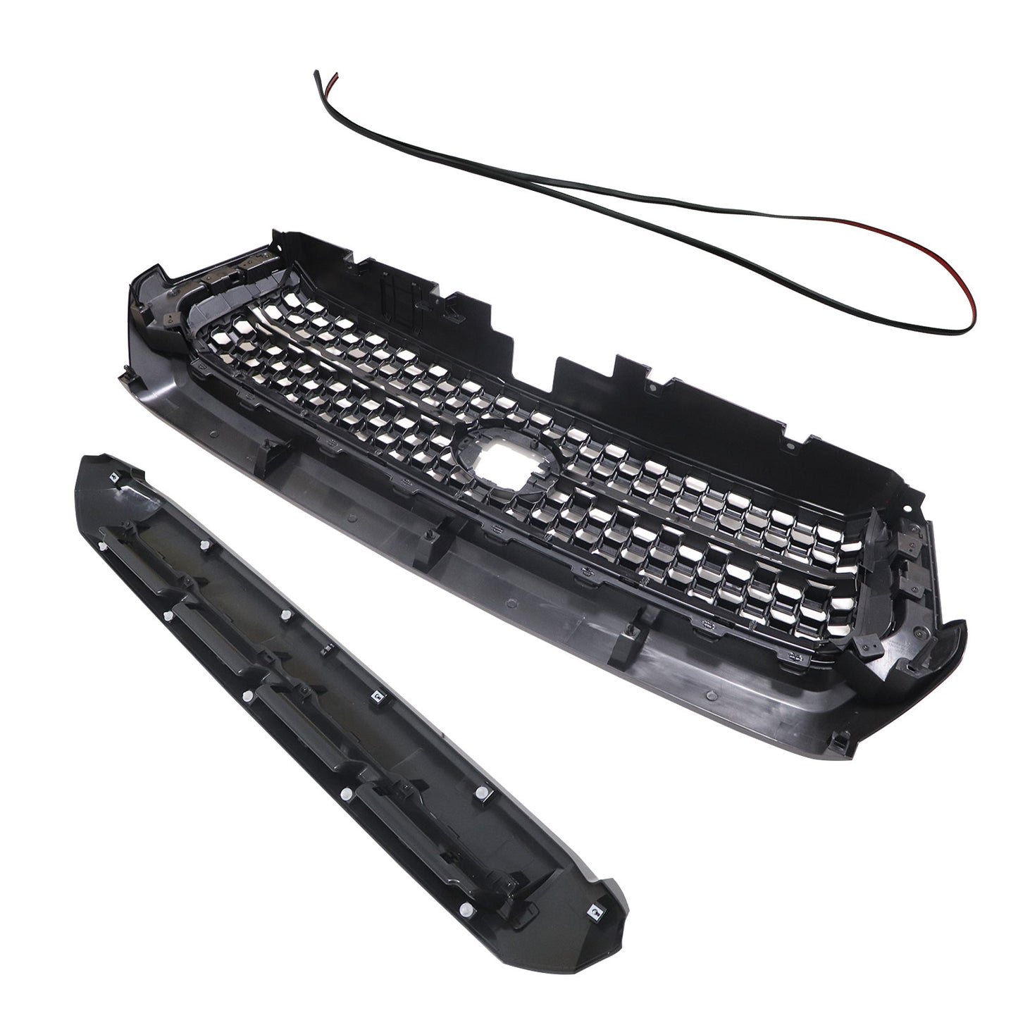 For 2014-2021 Toyota Tundra Gloss Black Front Grille & Hood Bulge Molding Grill