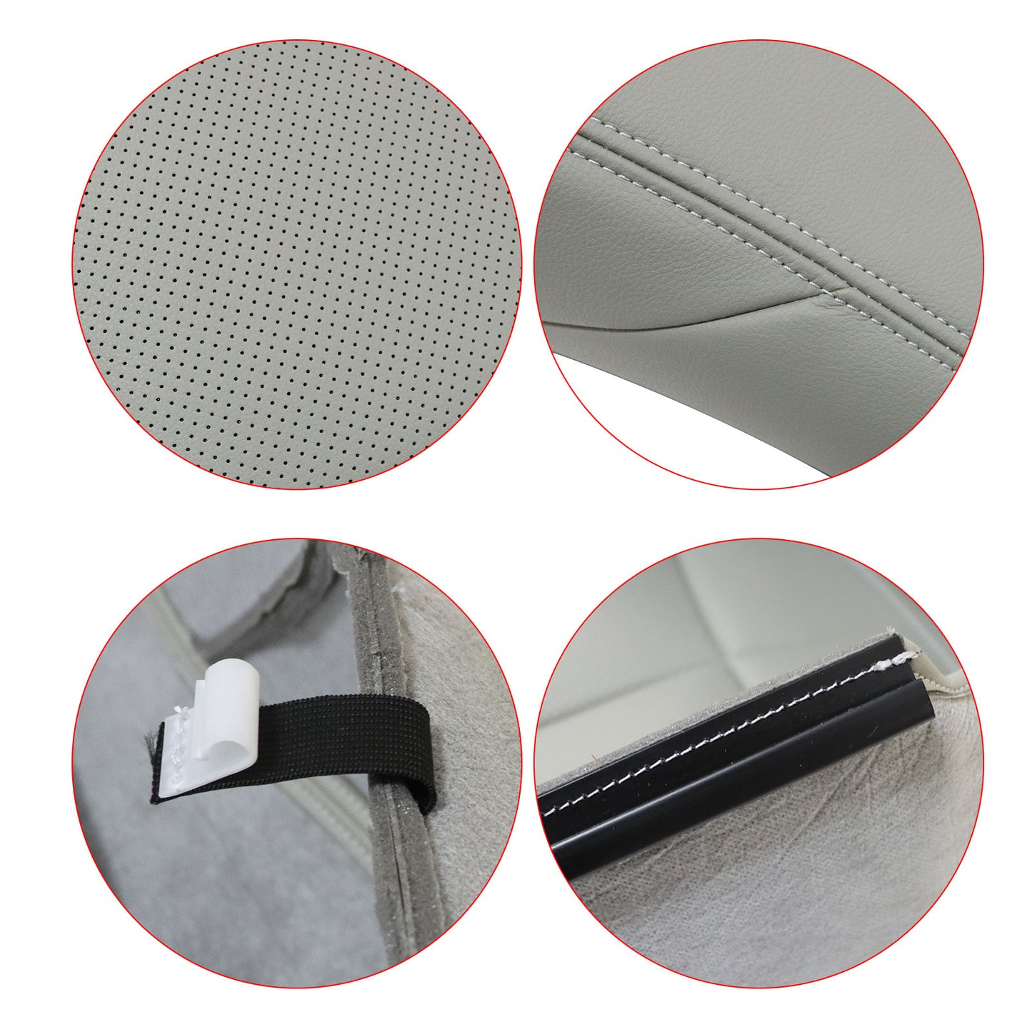 Passenger Bottom Perfrated Leather Seat Cover Gray For 2004-2009 Cadillac SRX