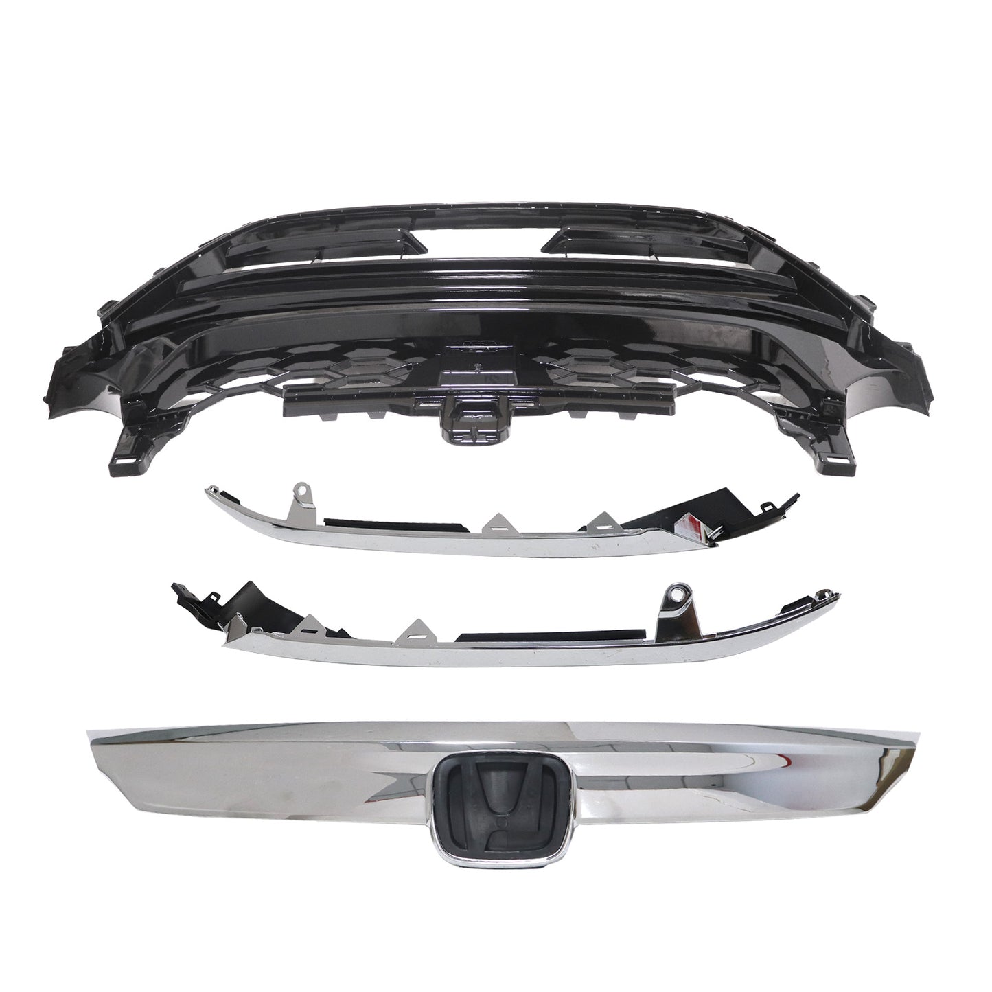 Fit For 2018-2020 Honda Accord Bumper Grill Grille Chrome With Molding 3Pcs