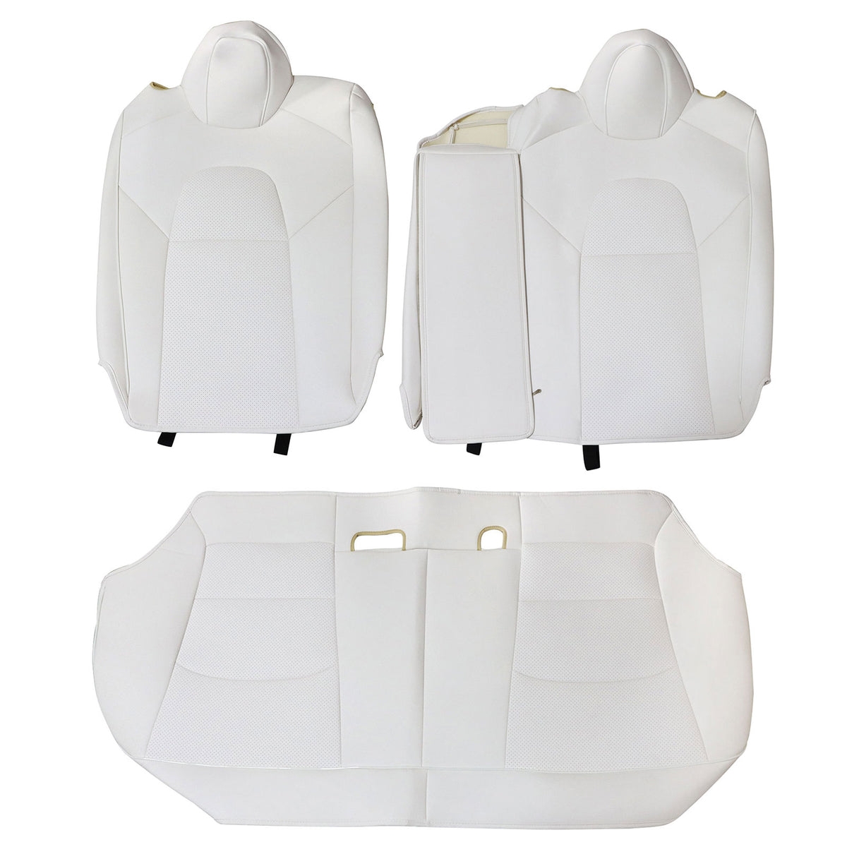For 2017 to 2023 Tesla Model 3 Front & Rear Full Set Leather 5 Seat Cover White