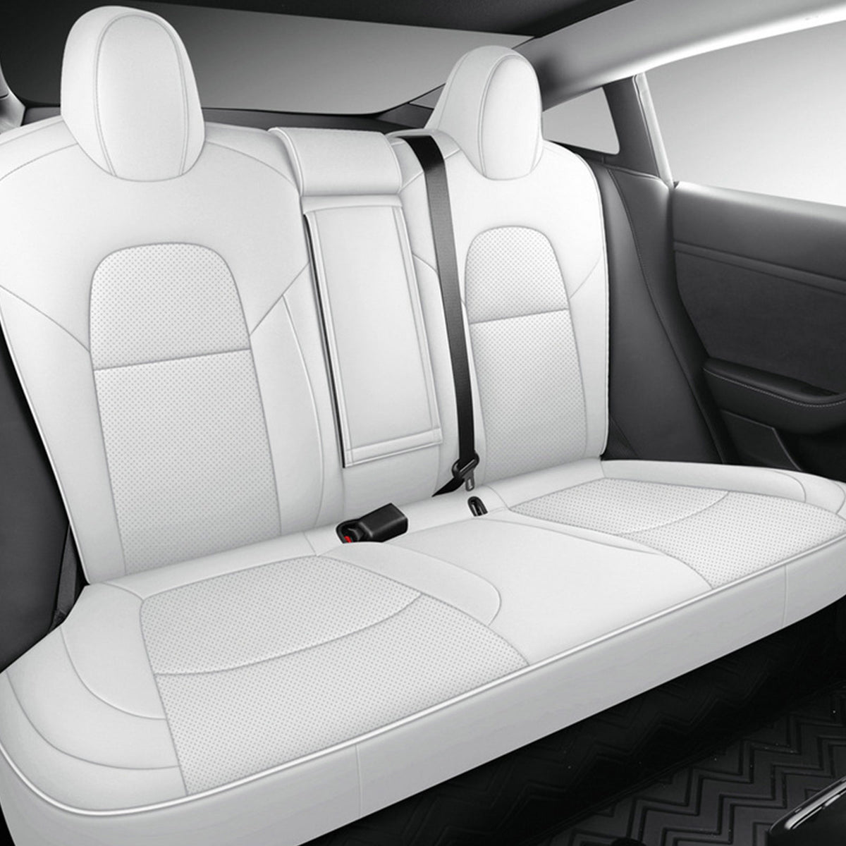 For 2017 to 2023 Tesla Model 3 Front & Rear Full Set Leather 5 Seat Cover White