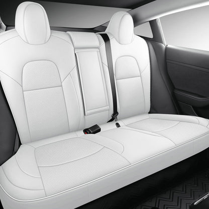 For 2017 to 2023 Tesla Model 3 Front & Rear Full Set Leather 5 Seat Cover White
