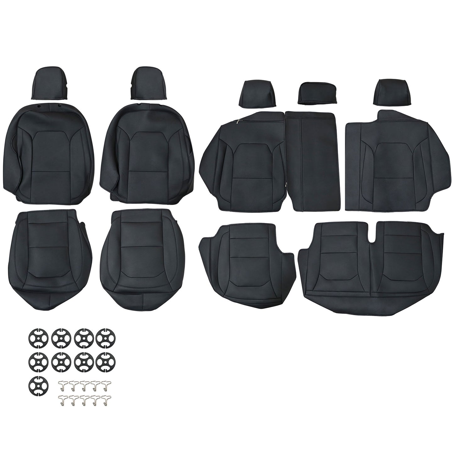 5-Seat Covers Front Rear Leather Protector Cushion For 2017-2023 Ford F250 F350