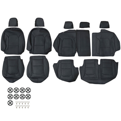 5-Seat Covers Front Rear Leather Protector Cushion For 2017-2023 Ford F250 F350
