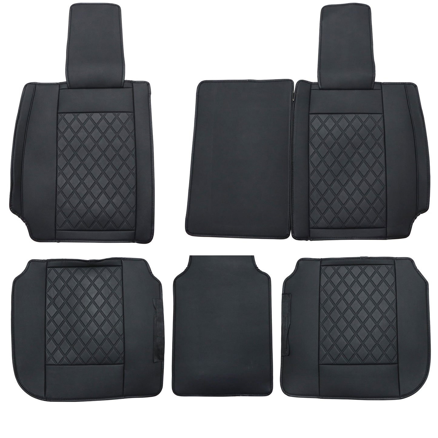 Full Set 5-Seat Cover Leather Pad Fits 2007-2021 Chevy Silverado 1500 GMC Sierra
