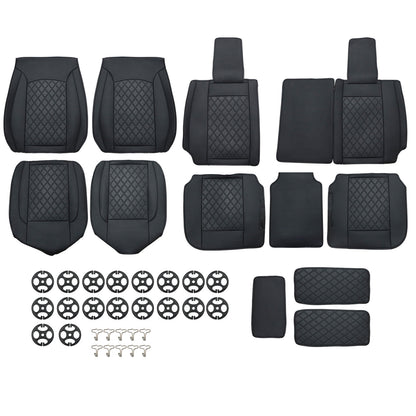Full Set 5-Seat Cover Leather Pad Fits 2007-2021 Chevy Silverado 1500 GMC Sierra