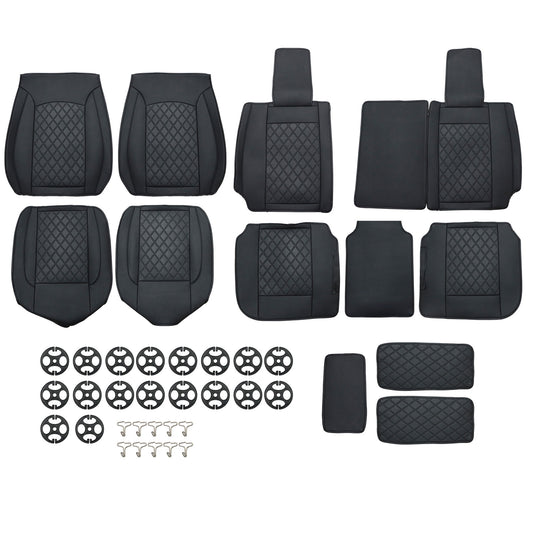 Full Set 5-Seat Cover Leather Pad Fits 2007-2021 Chevy Silverado 1500 GMC Sierra
