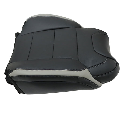 Passenger Side Top Leather Seat Cover Black PERF For 2017 2018 Ford F-150