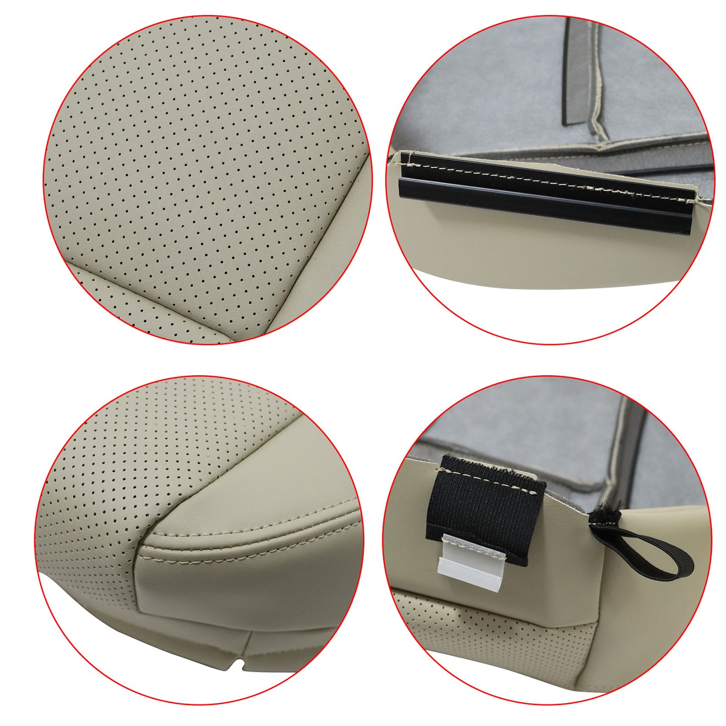 For 2014 to 2020 Infiniti Q50 Passenger Side Bottom Leather Seat Cover Wheat Tan