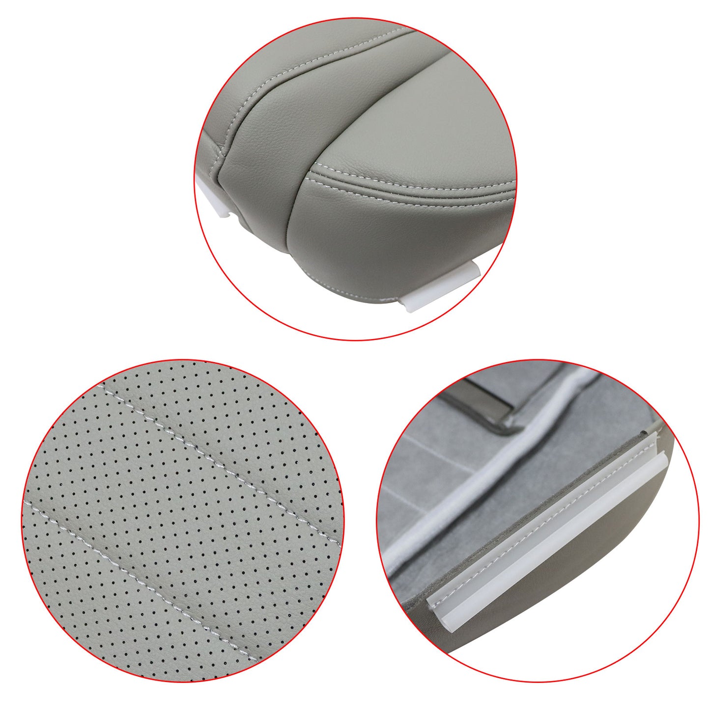 Passenger Bottom PERF Leather Seat Cover Gray For 2005 2006 2007 Ford Mustang GT