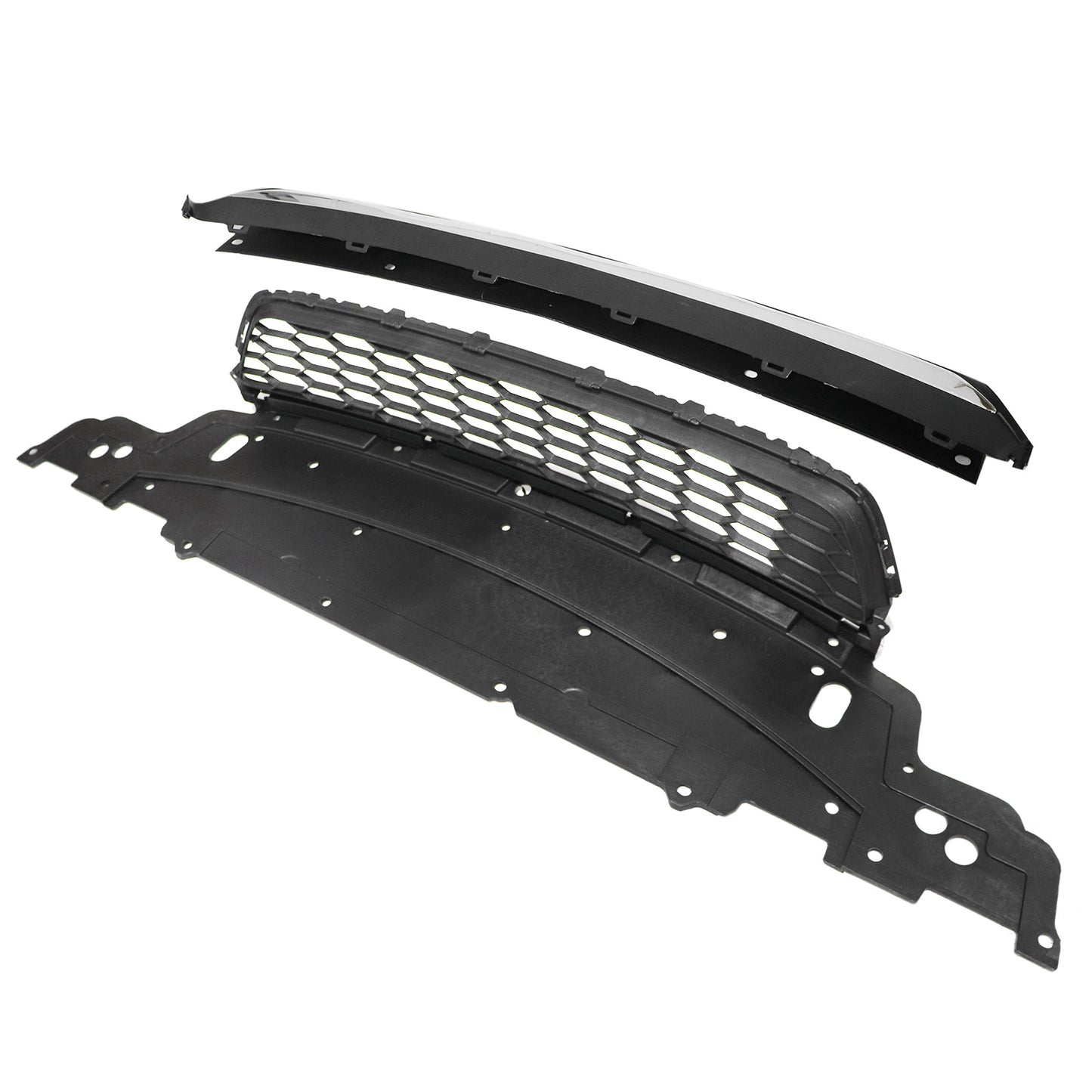 Fit Honda Accord 2013 2014 2015 Front Bumper Lower Grille+Chrome Molding Trim