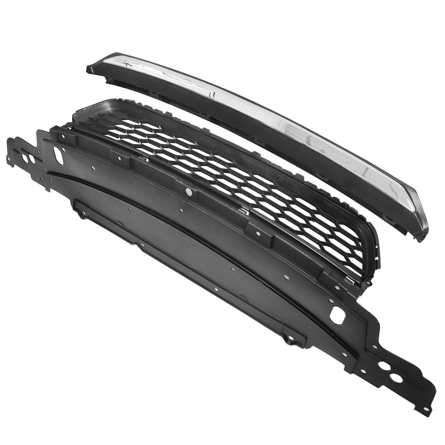 Fit Honda Accord 2013 2014 2015 Front Bumper Lower Grille+Chrome Molding Trim