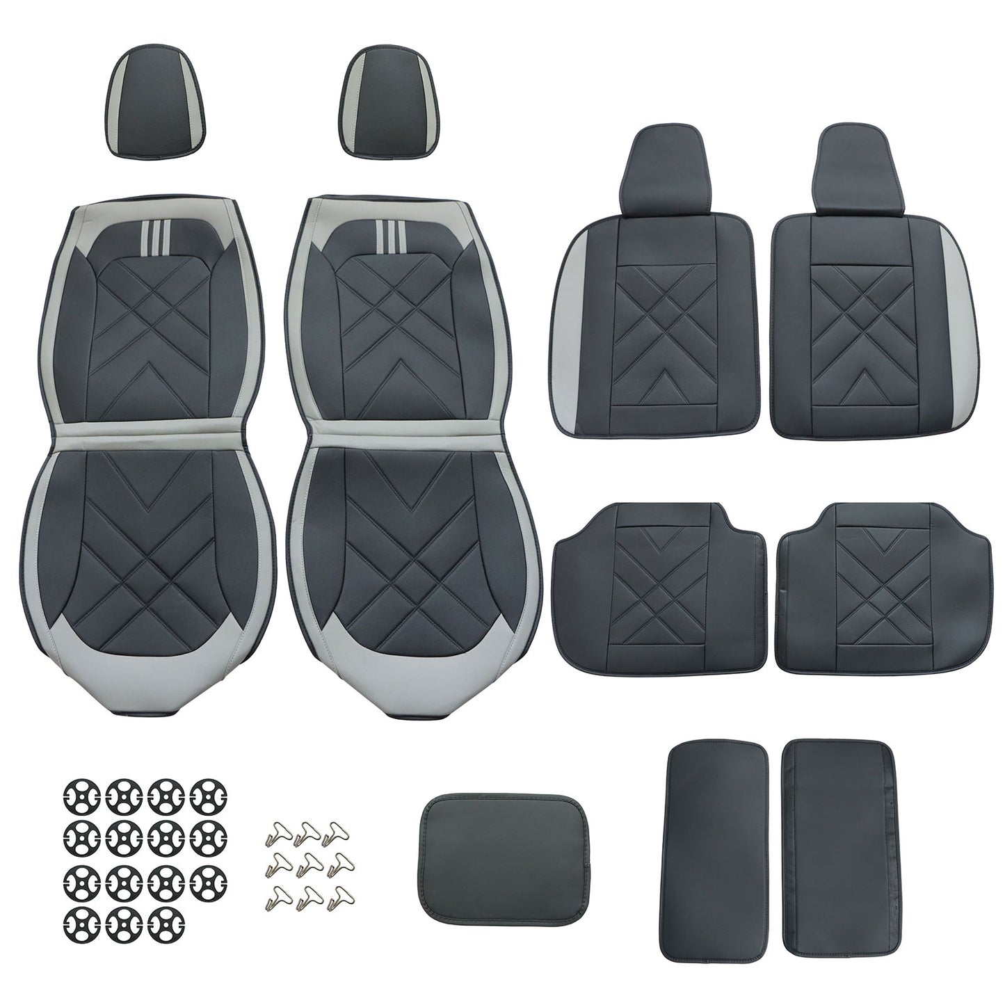 For Toyota RAV4 Tacoma Avalon Camry Car Front & Rear 5-Seat Covers Faux Leather