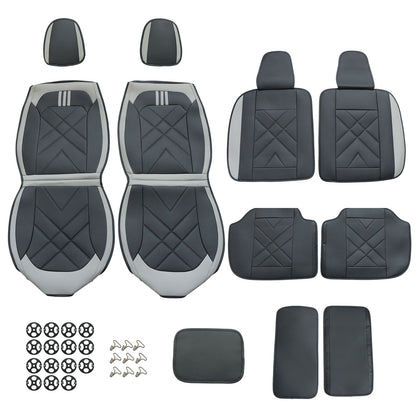 For Toyota RAV4 Tacoma Avalon Camry Car Front & Rear 5-Seat Covers Faux Leather