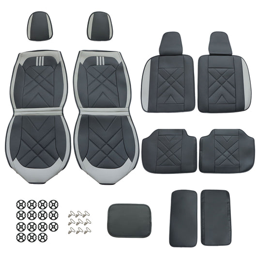 For Toyota RAV4 Tacoma Avalon Camry Car Front & Rear 5-Seat Covers Faux Leather
