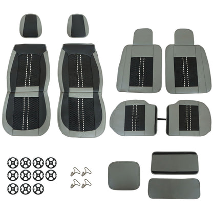 For Toyota Full Set 5-Seat Cover Front & Rear PU Leather Protector Cushion Gray