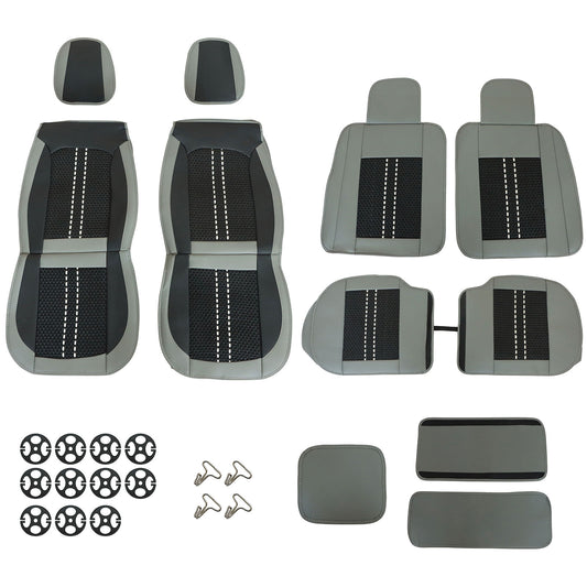 For Toyota Full Set 5-Seat Cover Front & Rear PU Leather Protector Cushion Gray