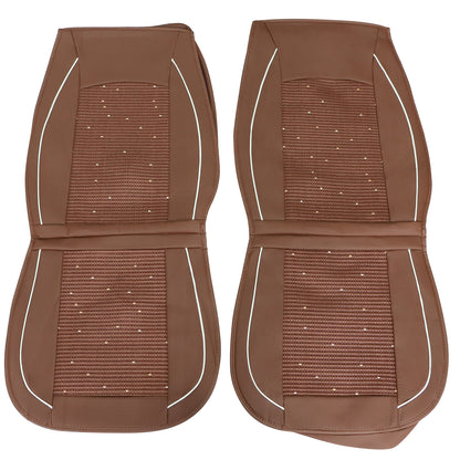 Fits Honda Car 5-Seat Cover Full Set Ice?Silk?&?Leather Protector Cushion Brown