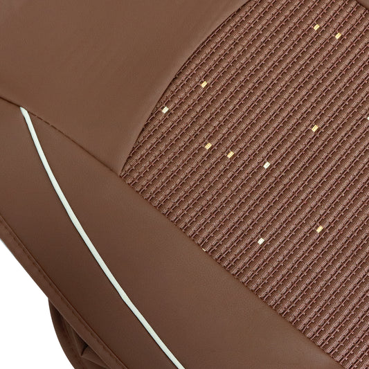 Fits Honda Car 5-Seat Cover Full Set Ice?Silk?&?Leather Protector Cushion Brown