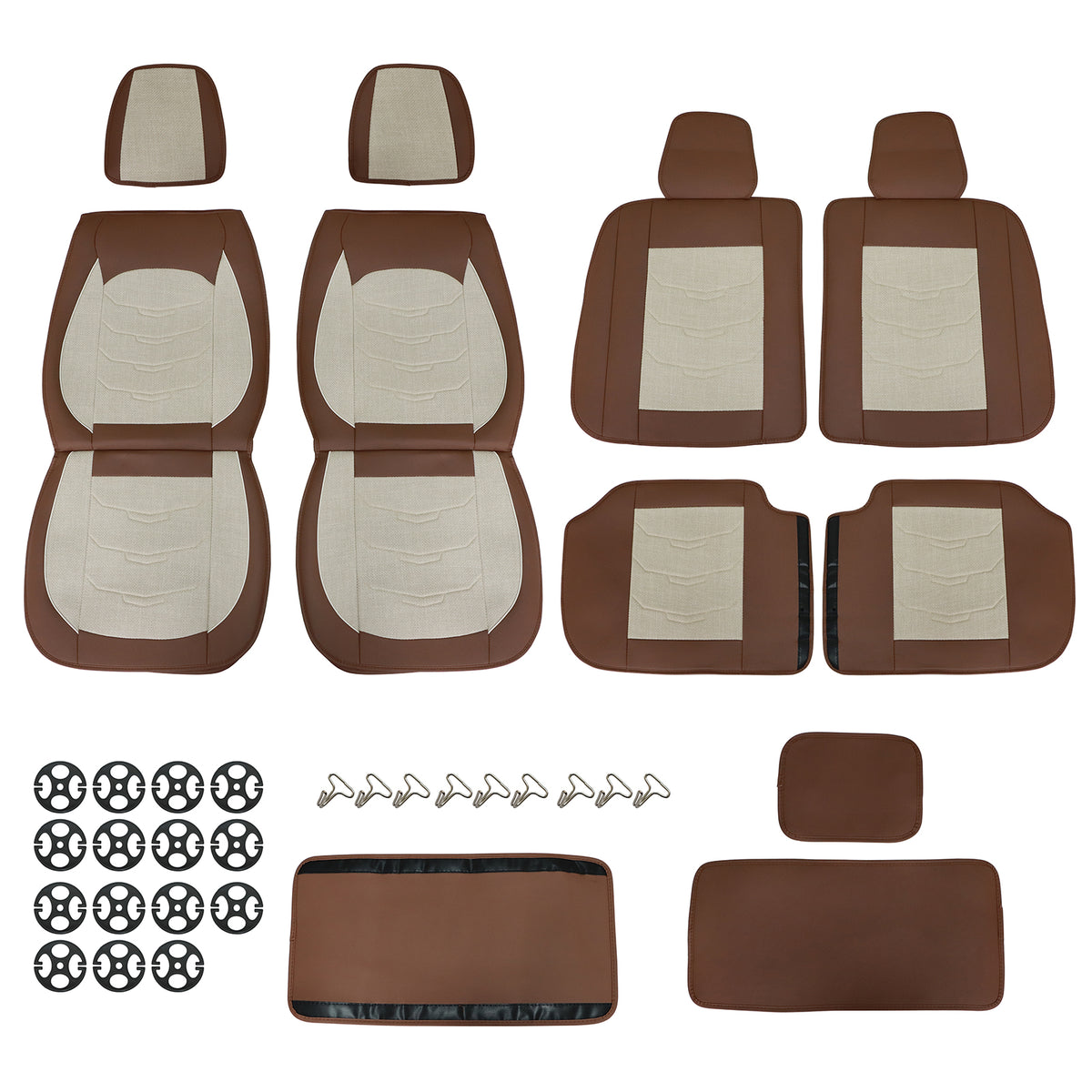 Luxury PU Leather Full Surround Car Seat Protector Seat Cover For Toyota Tan