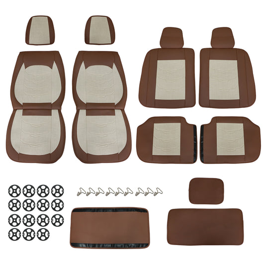 Luxury PU Leather Full Surround Car Seat Protector Seat Cover For Toyota Tan