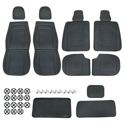 For Toyota Car 5-Seat Cover Front & Rear Faux Leather Protector Cushion Black