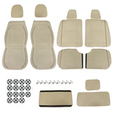 For Toyota Car 5-Seat Cover Full Set Front & Rear PU Leather Protector Pad Tan