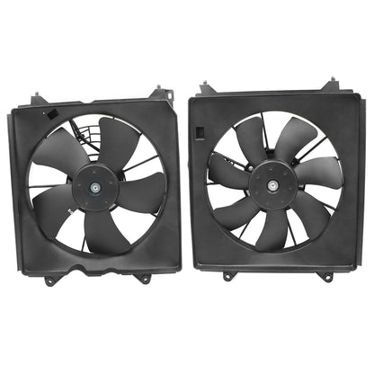 2Pcs Radiator Cooling Fan Set w/ Blade Motor & Shroud For Honda Accord 2013-2017