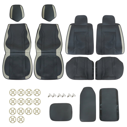 For Toyota RAV4 Prius Tacoma Avalon Car Front + Rear 5-Seat Covers Faux Leather