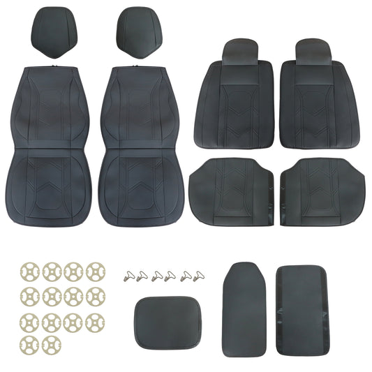 Fits Toyota RAV4 Camry Tacoma Corolla Car Front + Rear 5 Seat Covers PU Leather