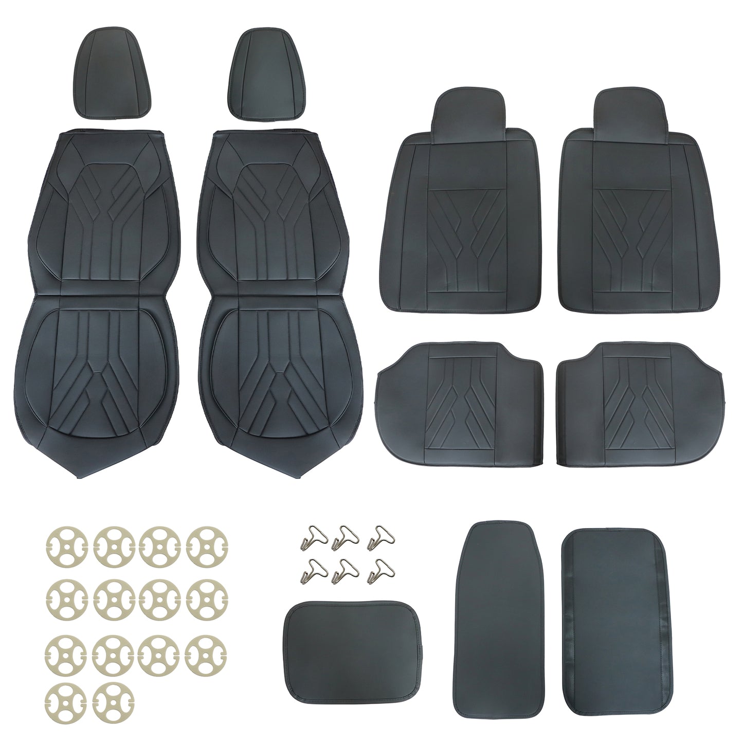 For Toyota Car 5-Sits Full Surround Set PU Leather Protector Seat Cover Black