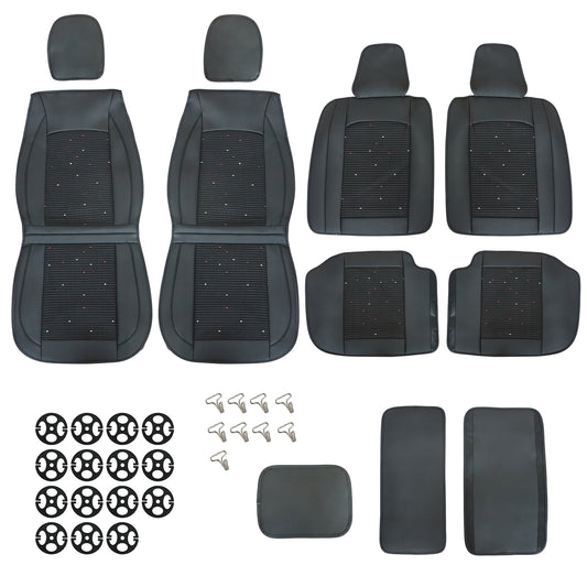 For Honda Car 5-Seat Cover Full Set Ice?Silk?&?Leather Protector Cushion Black