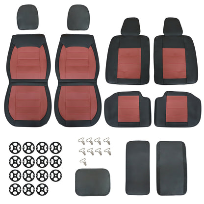 Perforated PU Leather Full Surround Car Seat Protector For Toyota Black+Red