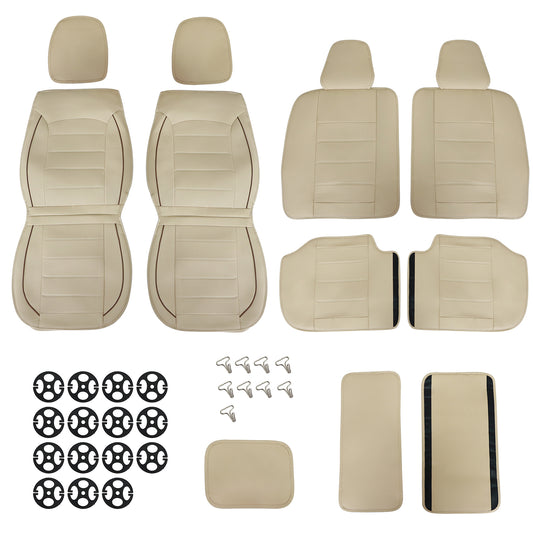 Perforated Leather Full Surround Set Car 5-Seat Cover Protector For Toyota Tan