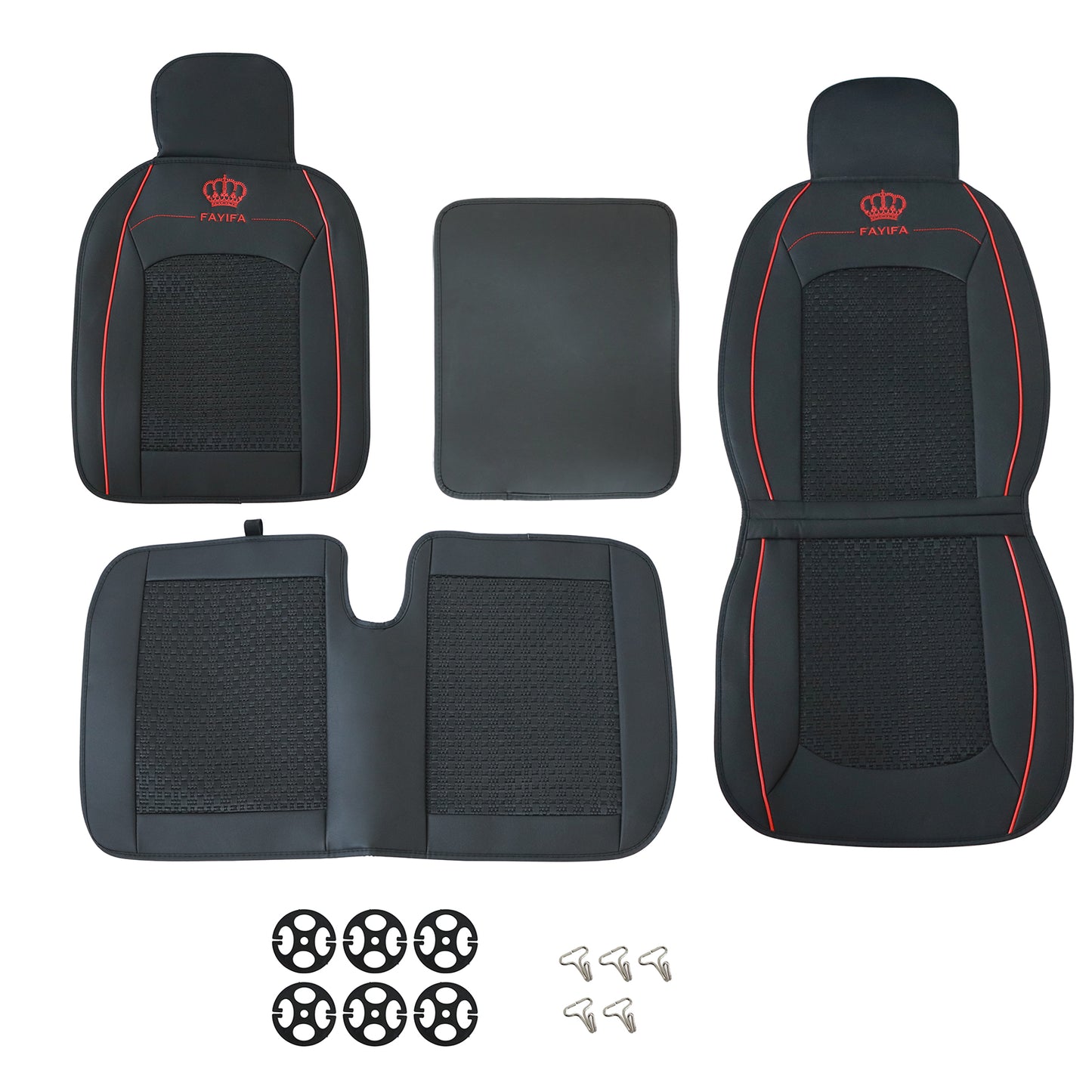 For Toyota Car 3-Sits Full Surround Set PU Leather Perforated Seat Cover Black