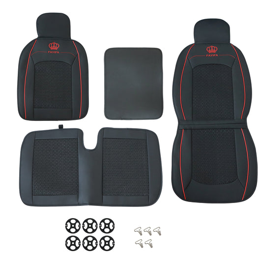 For Toyota Car 3-Sits Full Surround Set PU Leather Perforated Seat Cover Black