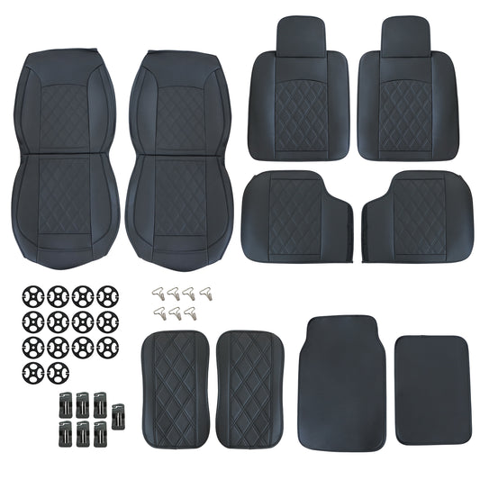 Fits Ford F150 2009-2022 Crew Cab Leather Car Seat Covers Full Set Front & Rear